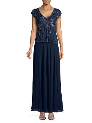 J Kara Sequin Bodice Gown