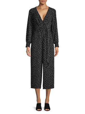 Eliza J Polka Dot Bishop-sleeve Jumpsuit