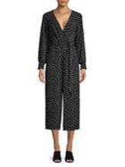 Eliza J Polka Dot Bishop-sleeve Jumpsuit