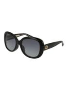 Gucci Havana 55mm Soft Rectangle Sunglasses