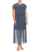 London Times Plus Ruffled Sleeve Maxi Dress