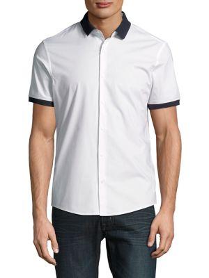 Michael Kors Slim-fit Stretch Short-sleeve Woven Button-down Shirt