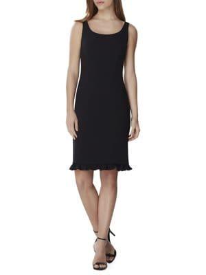 Tahari Arthur S. Levine Pebble Crepe Ruffle Hem Sheath Dress