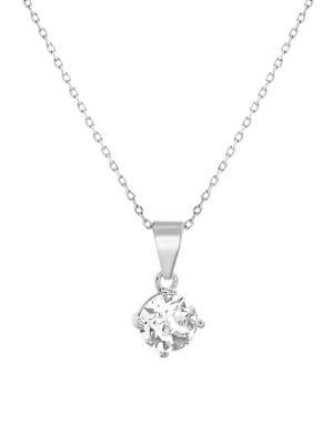 Lord & Taylor Sterling Silver & Swarovski Crystal Solitaire Pendant Necklace