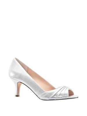 Nina Chezare Peep-toe Metallic Pumps