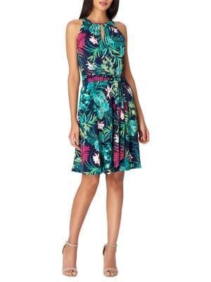 Tahari Arthur S. Levine Tropical Print Shift Dress