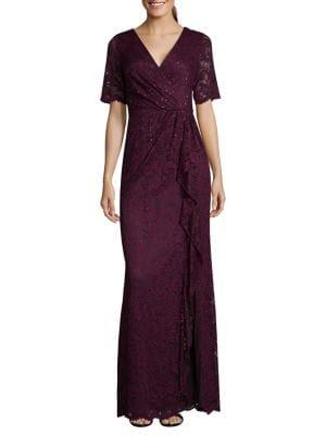 Adrianna Papell Lace Floral Wrapped Dress