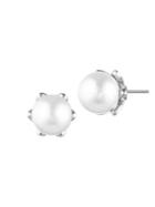 Marchesa Rhodium-plated And Faux Pearl Stud Earrings