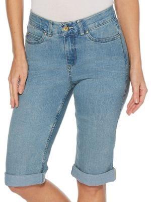 Rafaella Petite Cuffed Bermuda High-rise Denim Shorts