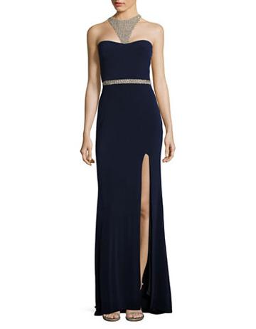 Glamour By Terani Couture Terani Couture Embellished Choker Gown
