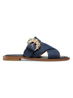 Michael Michael Kors Frieda Embellished Denim Slides