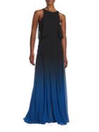 Halston Heritage Silk Ombre Cutout Gown