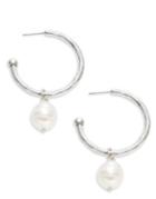 Lucky Brand Holiday Chase Pearl Hoop Earrings