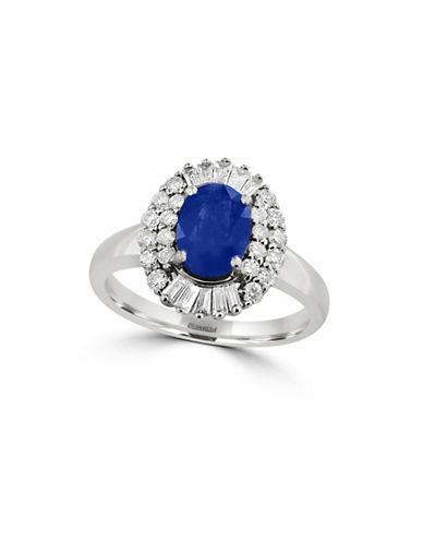 Effy Royale' Bleu Diamond, Natural Sapphire And 14k White Gold Ring