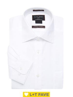 Black Brown Classic-fit Tonal Herringbone Dress Shirt