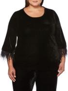 Rafaella Plus Plus Plus Feather-trimmed Velvet Top