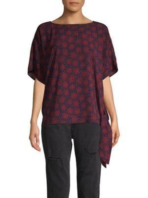 Michael Michael Kors Terrace Flower Side-tie Flutter Top