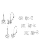 Lord & Taylor Set Of Five 925 Sterling Silver & Crystal Bridal Leverback & Stud Earrings