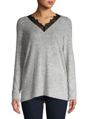Vero Moda Lace-trimmed Heather Top