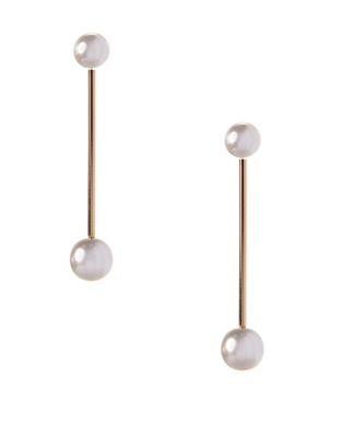 Bcbgeneration Pearl Perfect 10/12mm White Round Pearl Linear Earrings