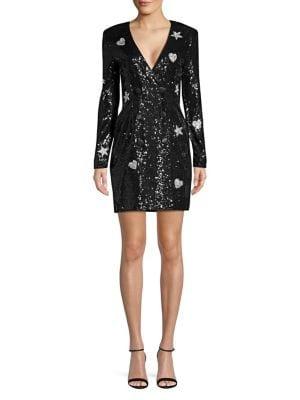 Laundry By Shelli Segal Hearts & Stars Double-breasted Sequin Blazer Dress