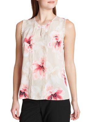 Calvin Klein Petite Floral Ruffle Blouse