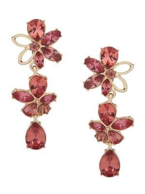 Anne Klein Goldtone And Glass Stone Linear Clip-on Earrings