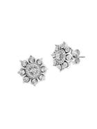 Lord & Taylor Sterling Silver And Diamond Flower Stud Earrings