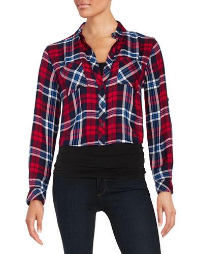 Beach Lunch Lounge Cropped Plaid Blouse