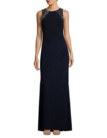 Vince Camuto Plus Embellished Ruched Gown