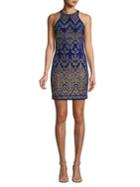 Jump Metallic Motif Halter Mini Dress
