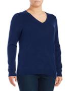 Lord & Taylor Plus V-neck Cashmere Sweater