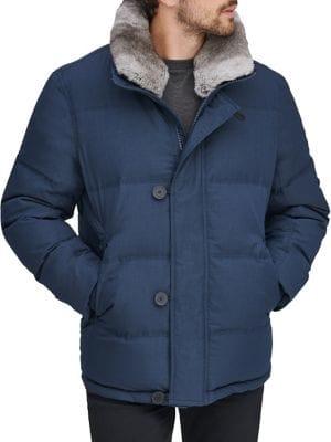 Andrew Marc Bryant Rabbit Fur-collar Mid-length Down Parka