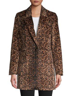 Context Leopard-print Faux Fur-trim Blazer
