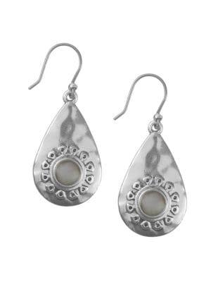Lucky Brand Floral Tribes Silvertone And Crystal Drop Earrings