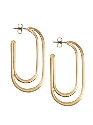 Lucky Brand Floral Tribes Goldtone Hoop Earrings