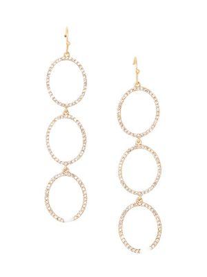 Sole Society Goldtone & Crystal Triple Circle Linear Drop Earrings