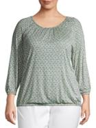 Michael Michael Kors Plus Tile-print Gather-pleat Top