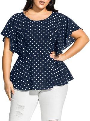 City Chic Plus Fresh Spot Dot-print Top