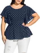 City Chic Plus Fresh Spot Dot-print Top