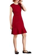 Brooks Brothers Red Fleece Ruffle Hem Cap-sleeve Sheath Dress