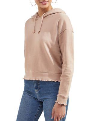 Miss Selfridge Ruffled Cropped Cotton Hoodie