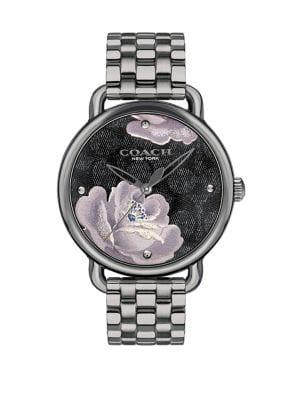 Coach Delancey Stainless Steel Floral Bracelet Watch