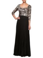 Alex Evenings Petite Embroidered Long A-line Dress