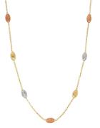 Lord & Taylor 14k White, Yellow And Rose Gold Station Necklace