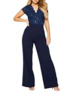 Quiz Sequin Lace Wide-leg Jumpsuit