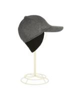 Black Brown Cashmere Baseball Cap With Ribbed Trim