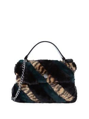Kurt Geiger London Large Soho Striped Faux Fur Shoulder Bag