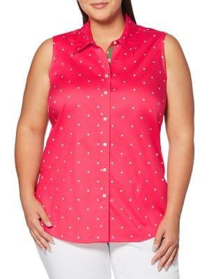 Rafaella Plus Polka Dot Button-down Shirt