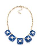 1st And Gorgeous Enamel Pyramid Pendant Statement Necklace In Blue And White